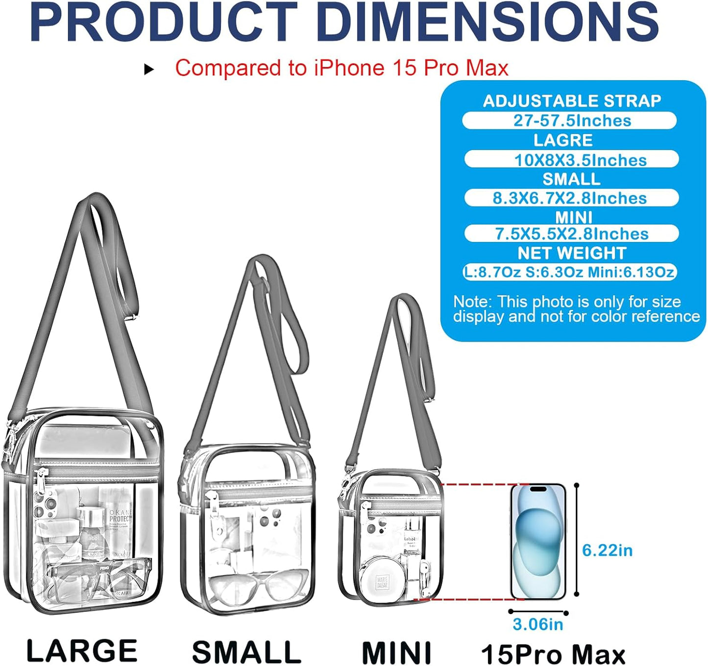 Clear Purse Stadium Clear Messenger Bag Stadium Approved for Men and Women Clear Crossbody Bag