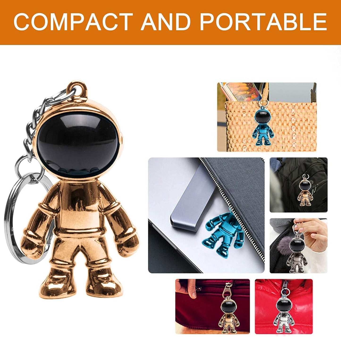 Space Astronaut Keychain Keyring Space Robot Bag Purse Charms Space Favors Lover Gifts for Men and Women