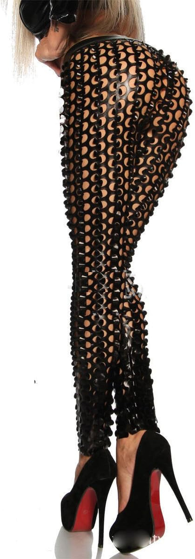 Women Punk Rock Leggings Hollow Leggings Party Digital Skinny Trousers