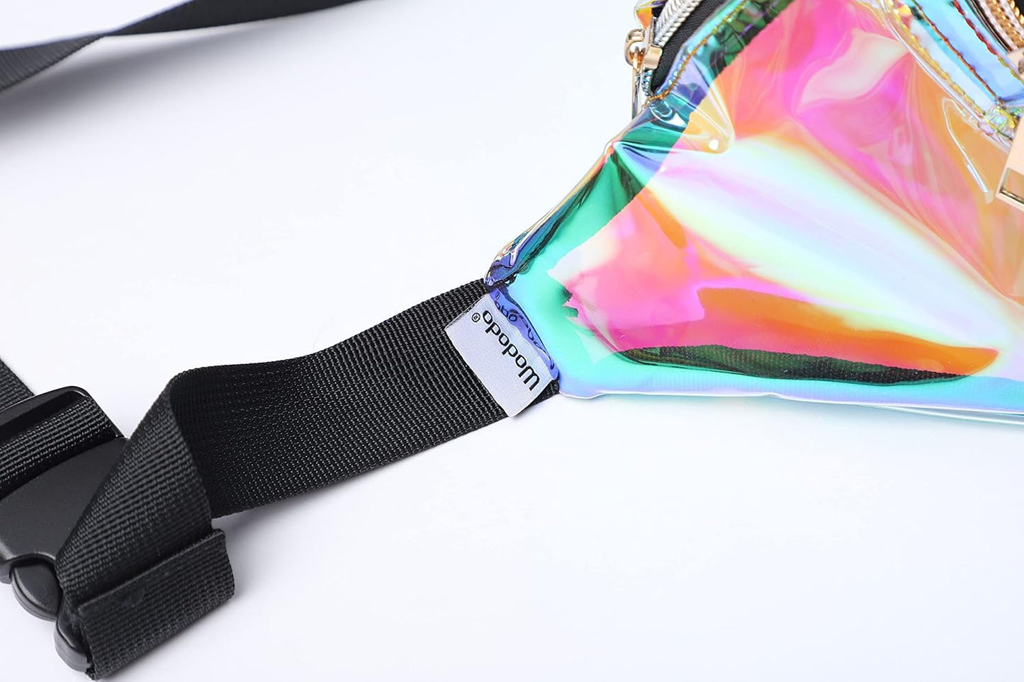 Shiny Neon Fanny Bag for Women Rave Festival Hologram Bum Travel Waist Pack (Clear Iridescent)