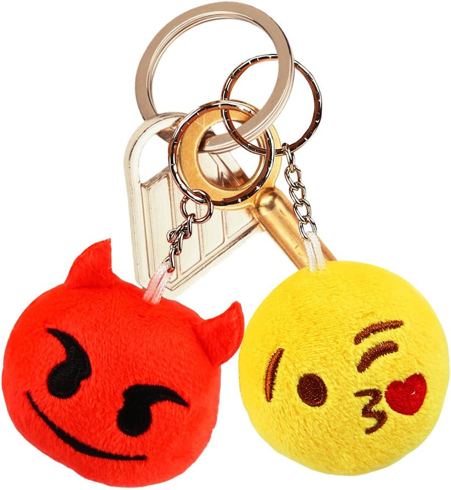 Emoticon Keychains,  Mini Emoticon Plush Party Favors Valentine' S Day Gifts Birthday Party Supplies, Carnival Prizes Easter Egg Fillers for Kids Treasure Box Bulk Toy Assortment 2" Set of 30
