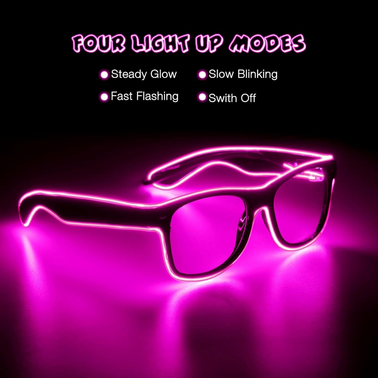 Light up EL Wire Neon Rave Glasses Glow Flashing LED Sunglasses Costumes for Party, EDM, Halloween RB01