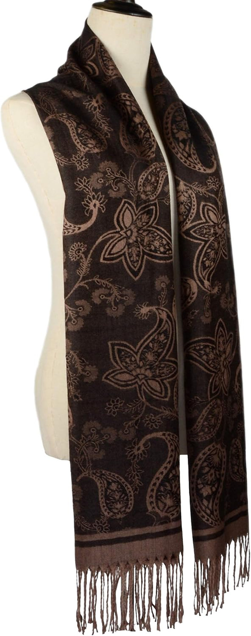 Women'S Pashmina Shawl and Wrap Two Tone Ethnic Paisley Pattern Scarf 70.8'X27.5'