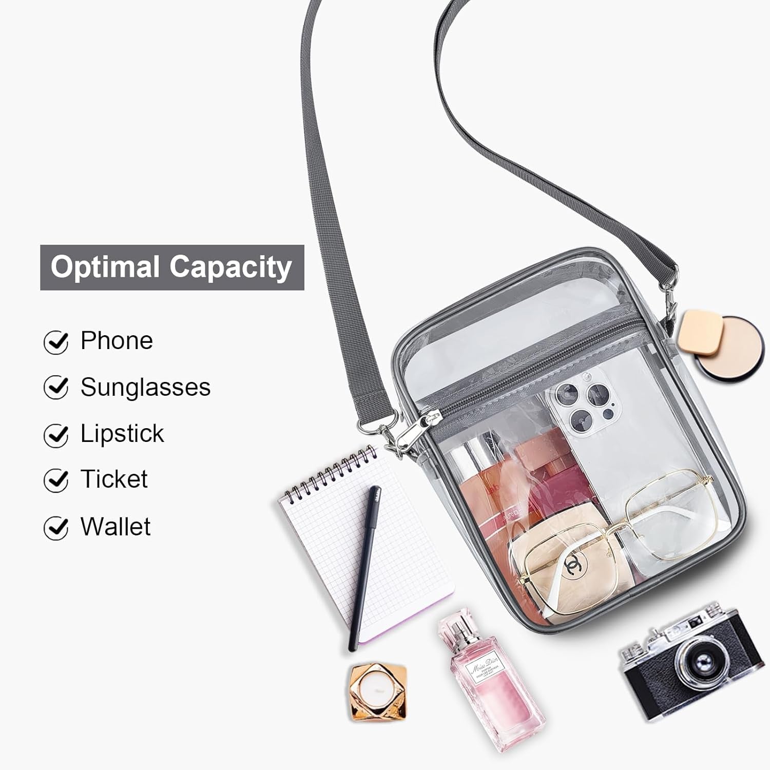 Clear Purse Stadium Clear Messenger Bag Stadium Approved for Men and Women Clear Crossbody Bag