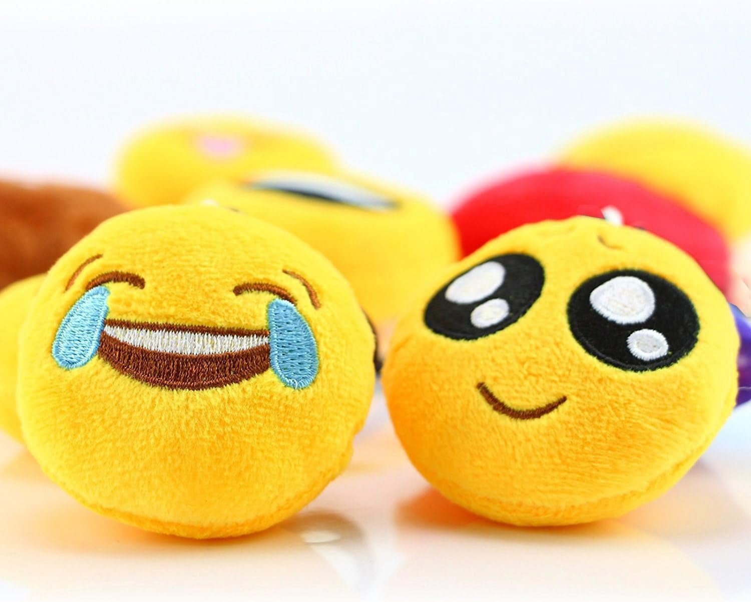 Emoticon Keychains,  Mini Emoticon Plush Party Favors Valentine' S Day Gifts Birthday Party Supplies, Carnival Prizes Easter Egg Fillers for Kids Treasure Box Bulk Toy Assortment 2" Set of 30