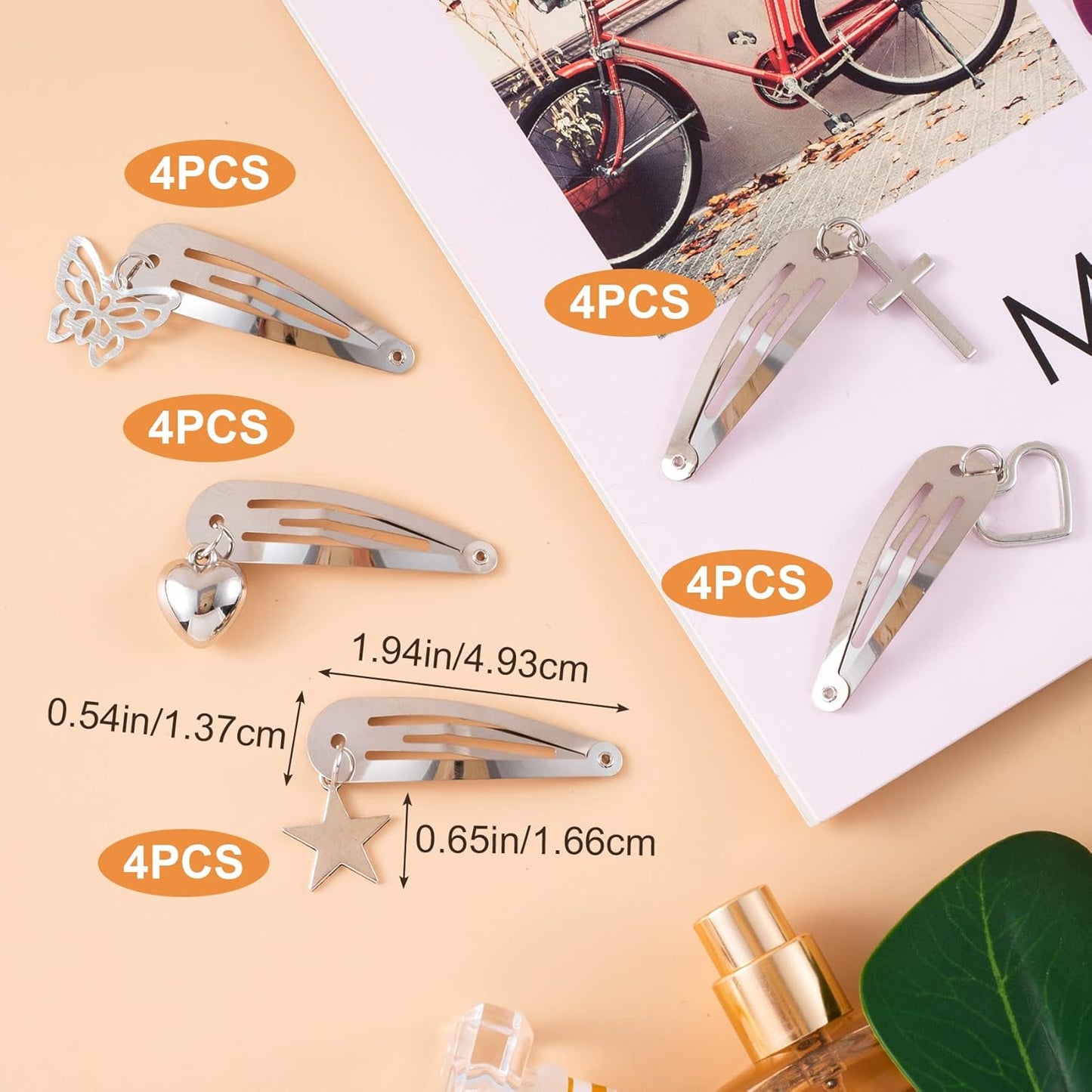 Metal Hair Accessories: Star, Heart, Butterfly Snap Clips and Punk Silver Hairpins for Women and Girls