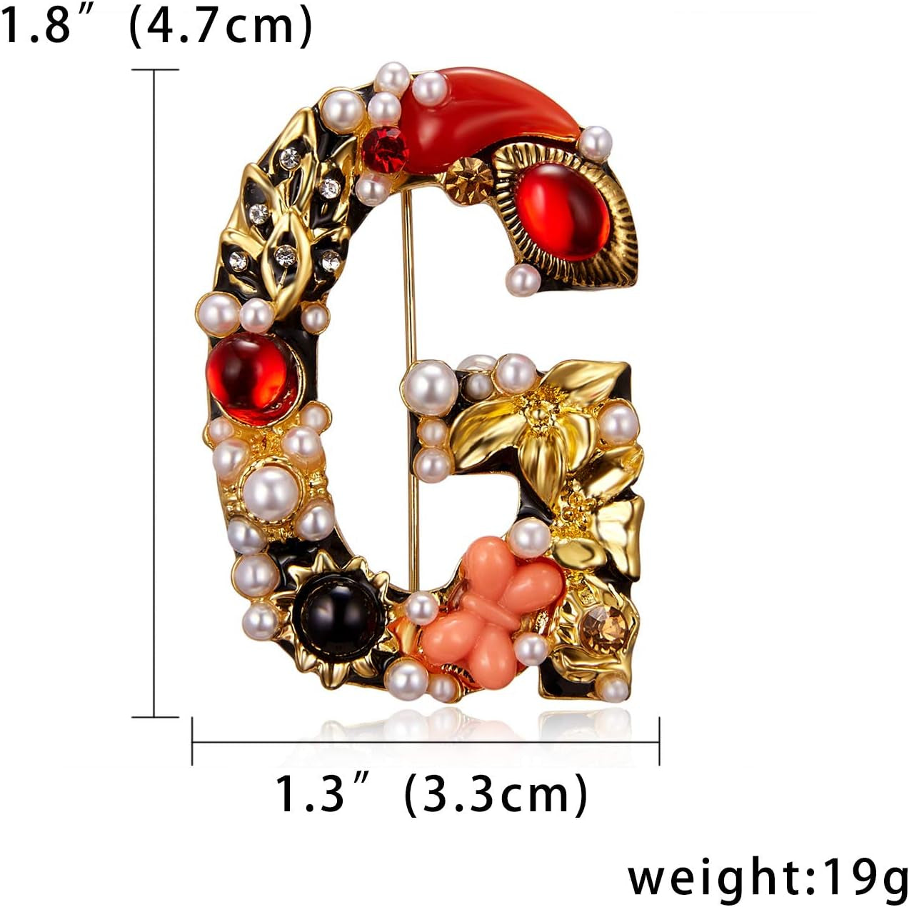 Crystal Pearl Initial Brooch Gold Plated Enamel Colorful Letter Alphabet Breastpin Pin Jewelry for GIFTS