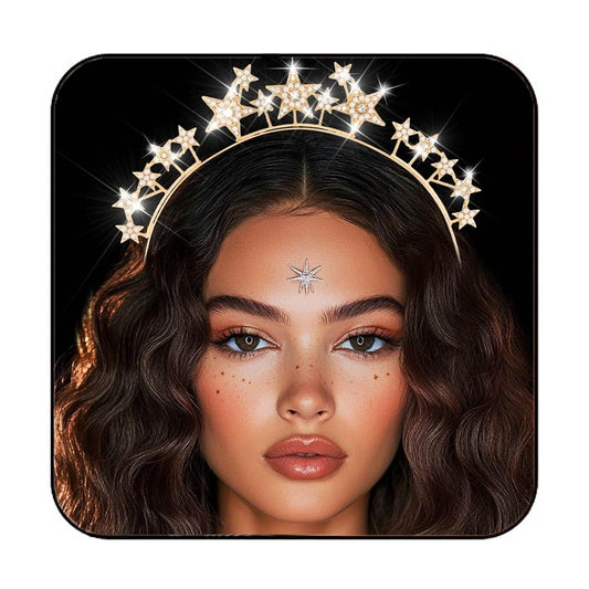 Star Headband Rhinestone Gold Goddess Headpiece Celestial Hair Accessories for Women and Girls