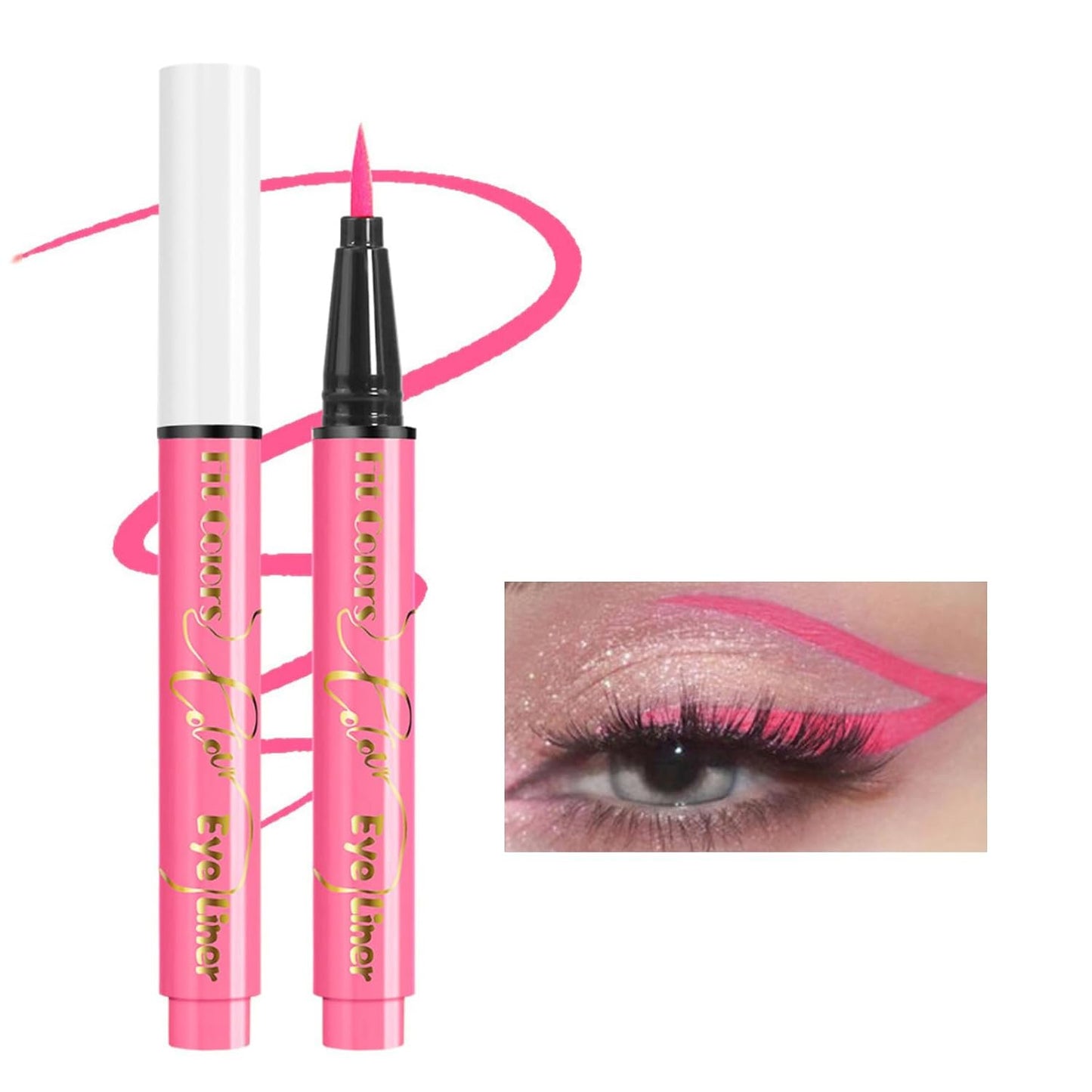 UV Neon Liquid Eyeliner Set Colored Eyeliners Pen Colorful Waterproof Smudge-Proof Pigmented Graphic Liners Eye Makeup Gift Kit (10)
