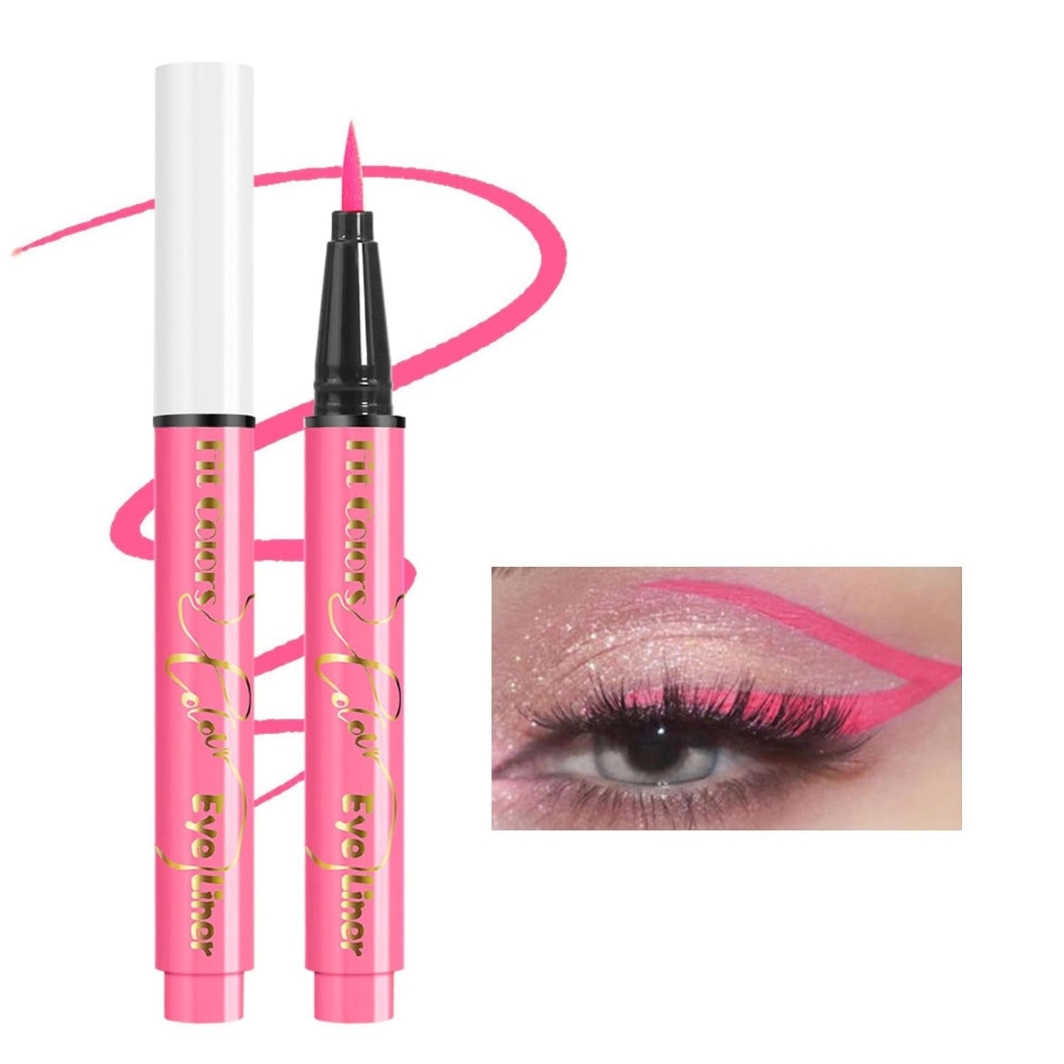 UV Neon Liquid Eyeliner Set Colored Eyeliners Pen Colorful Waterproof Smudge-Proof Pigmented Graphic Liners Eye Makeup Gift Kit (10)