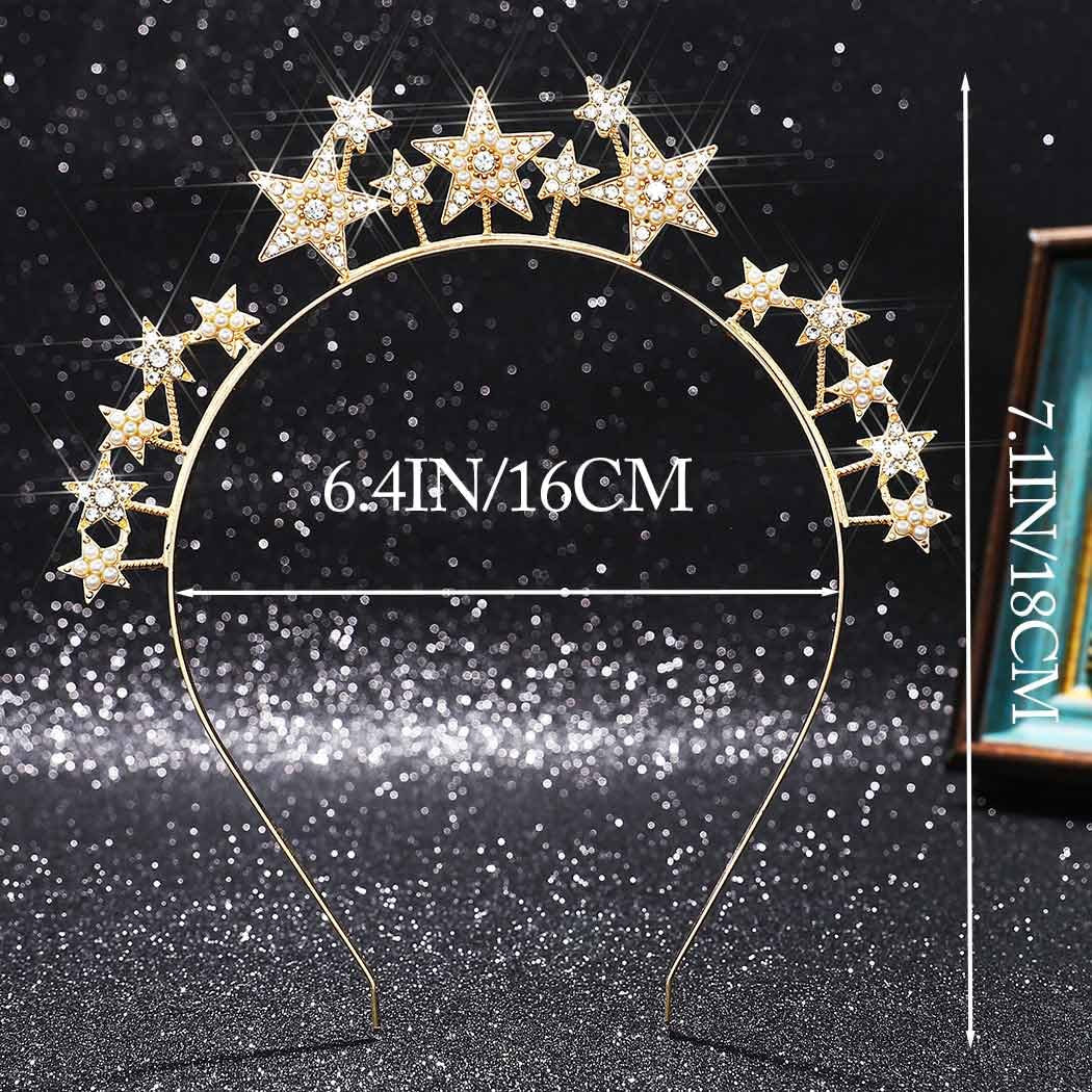 Star Headband Rhinestone Gold Goddess Headpiece Celestial Hair Accessories for Women and Girls