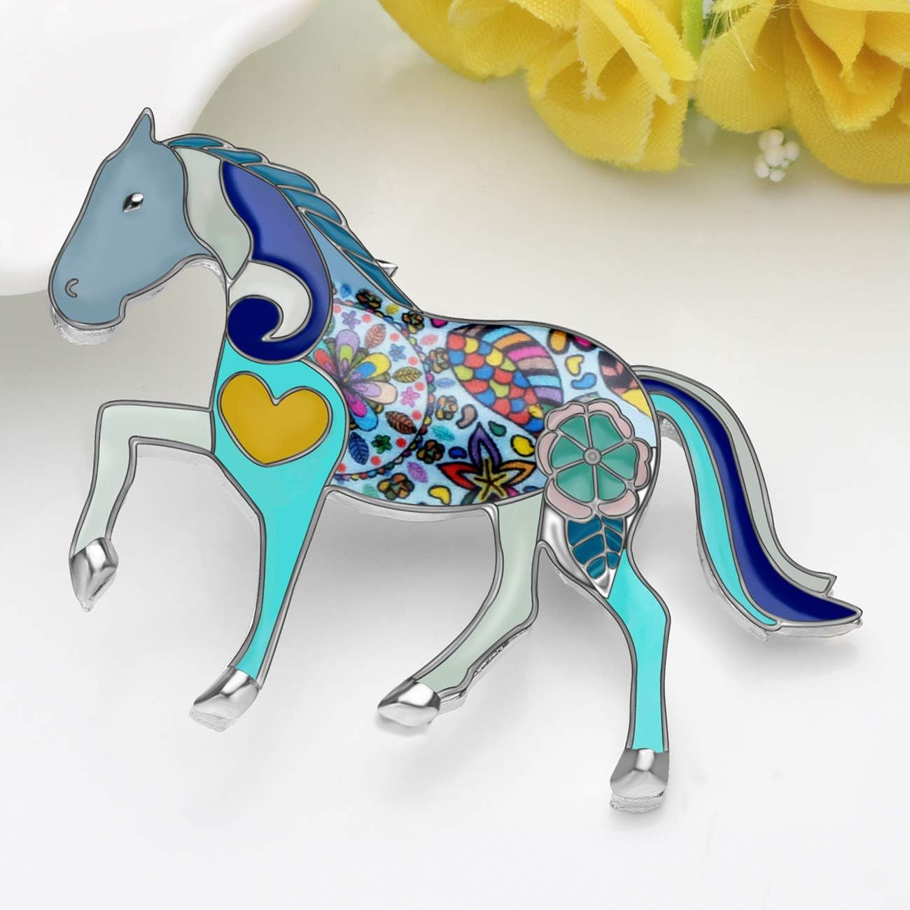 Enamel Alloy Elegant Horse Brooch Pin for Women Girl Gift Clothes Scarf Decoration Animal Jewlery
