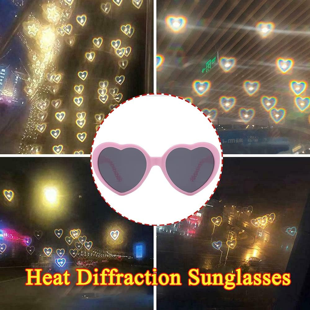 Heart Sunglasses Heart Effect Diffraction Glasses Festival Accessories Party Rave Lights Glasses Love Gift