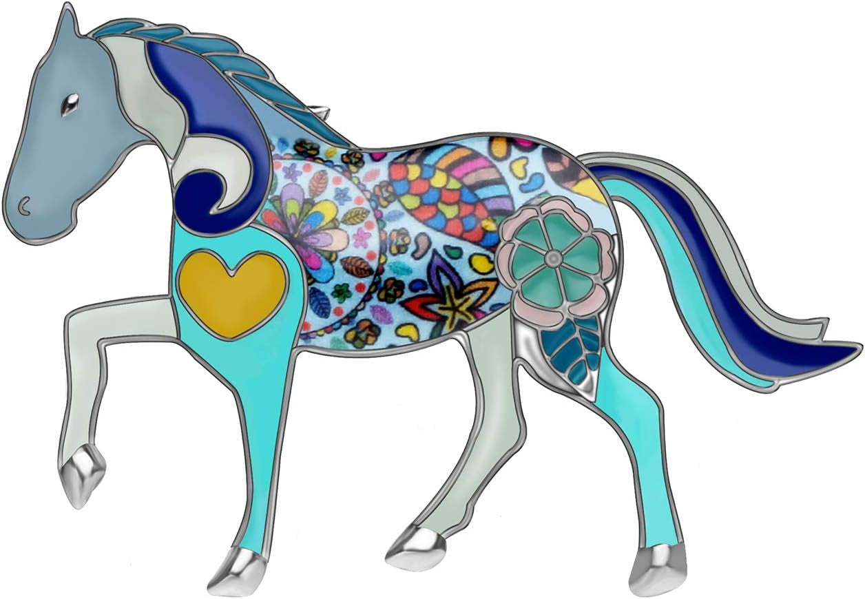 Enamel Alloy Elegant Horse Brooch Pin for Women Girl Gift Clothes Scarf Decoration Animal Jewlery