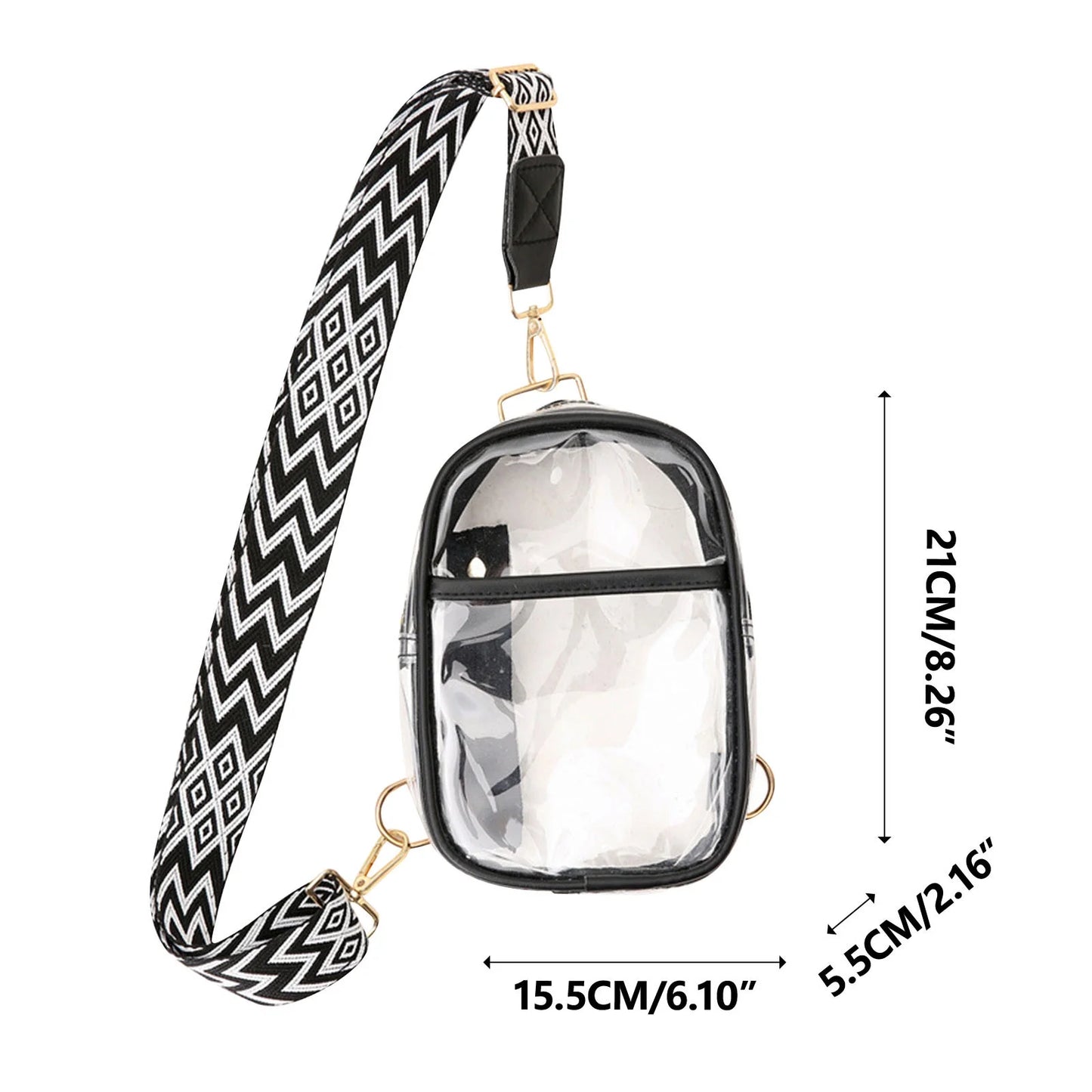 Clear Sling Bag Stadium Approved,Clear Crossbody Purse for Women,Clear Chest Bag with Adjustable Strap for Concerts,Pvc Small Shoulder Chest Bag Beach Crossbody Bag