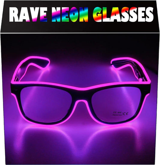 Light up EL Wire Neon Rave Glasses Glow Flashing LED Sunglasses Costumes for Party, EDM, Halloween RB01