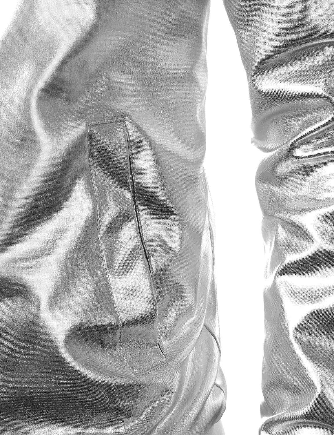 Men'S Metallic Silver Jacket Gold 70'S Disco Costume