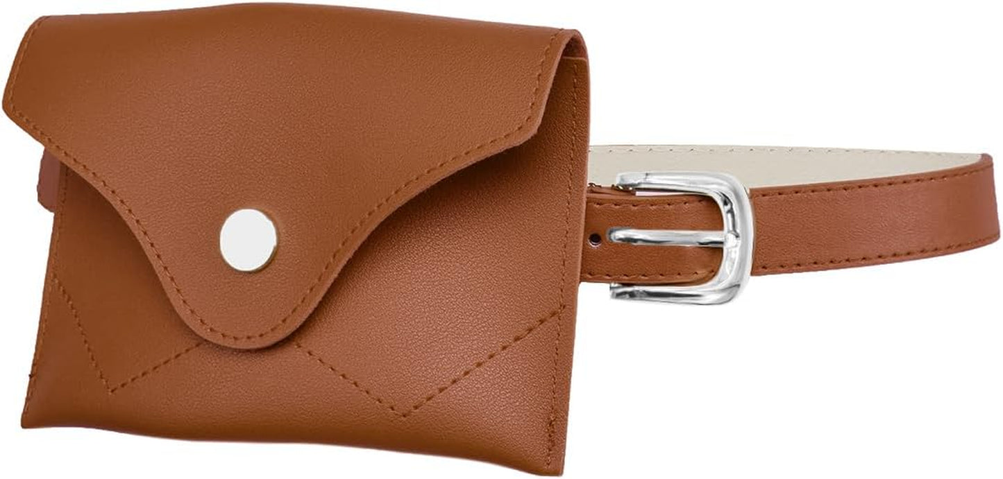 Women Girls Removable Belt with Mini Purse Fanny Pack (Tan, One Size)