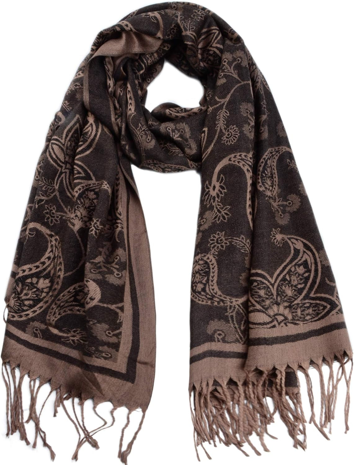 Women'S Pashmina Shawl and Wrap Two Tone Ethnic Paisley Pattern Scarf 70.8'X27.5'