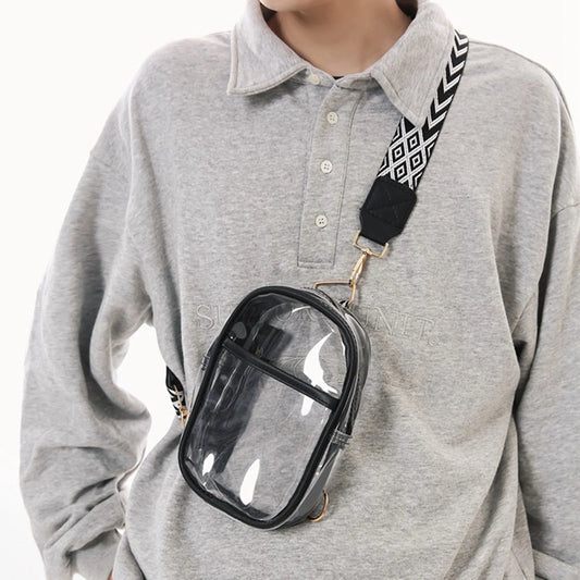 Clear Sling Bag Stadium Approved,Clear Crossbody Purse for Women,Clear Chest Bag with Adjustable Strap for Concerts,Pvc Small Shoulder Chest Bag Beach Crossbody Bag