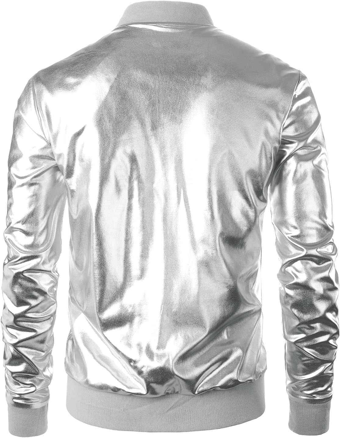 Men'S Metallic Silver Jacket Gold 70'S Disco Costume