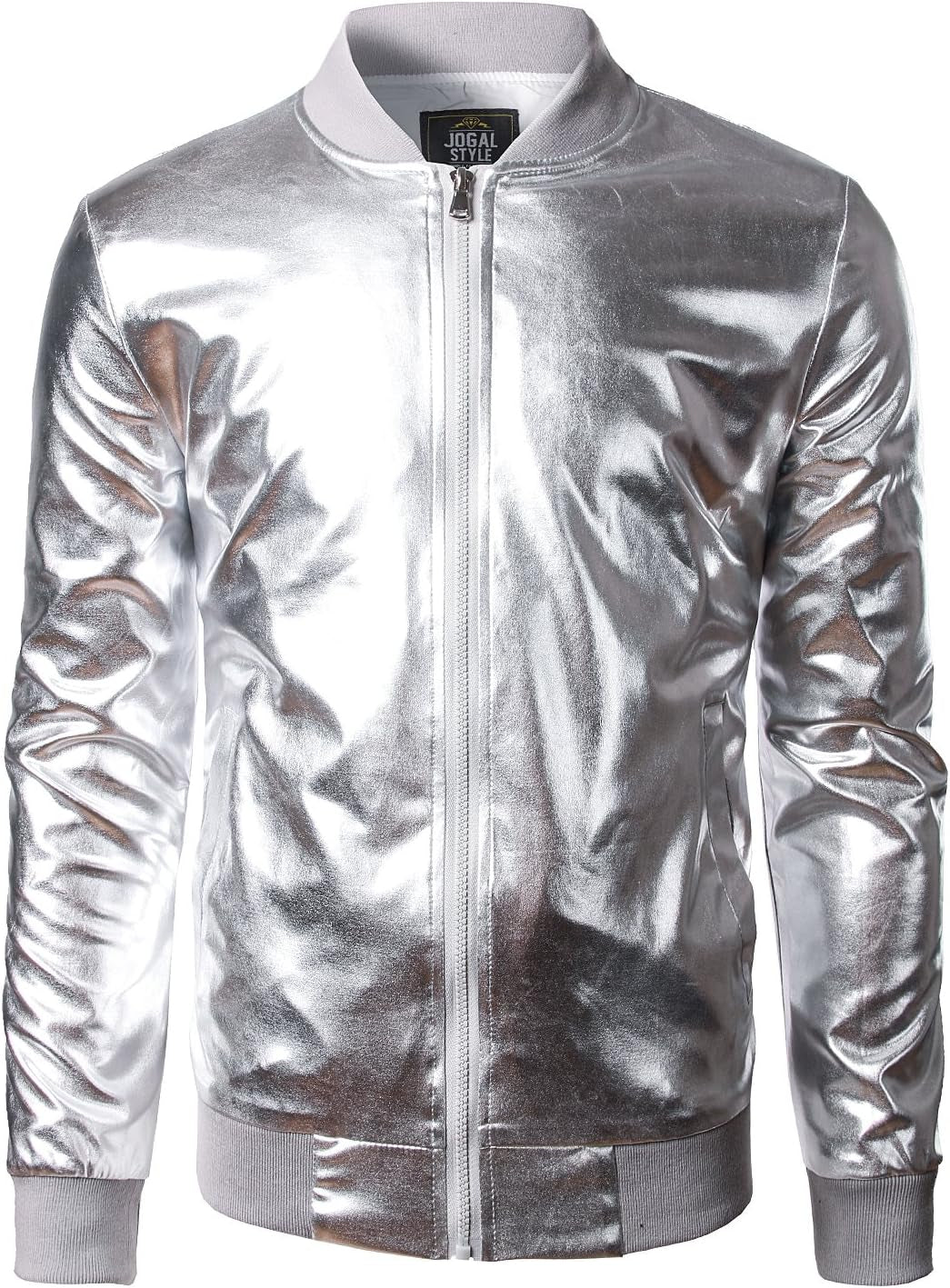Men'S Metallic Silver Jacket Gold 70'S Disco Costume