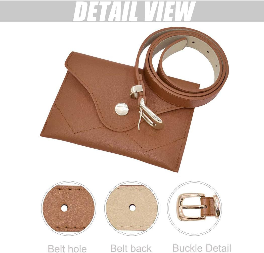 Women Girls Removable Belt with Mini Purse Fanny Pack (Tan, One Size)
