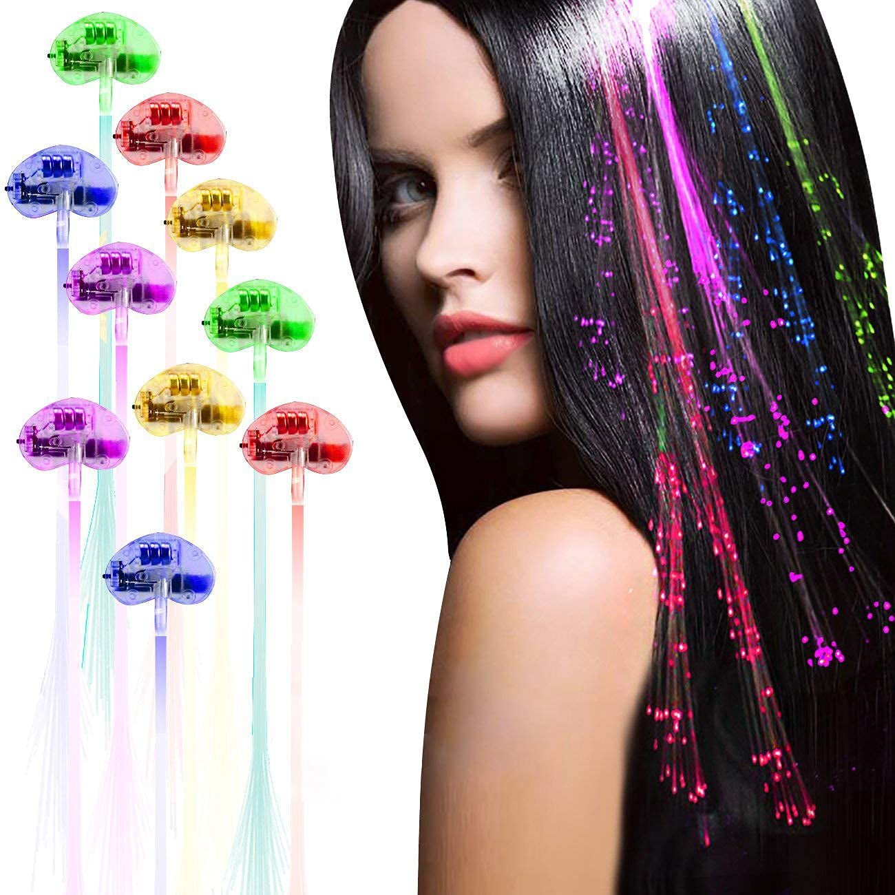 LED Light up Hair Clips - 16 Pack Glow in the Dark Party Supplies Bar Dancing Hairpin Hair Accessories Women Girls Braid Extension Clips for Festival Halloween Christmas Birthday
