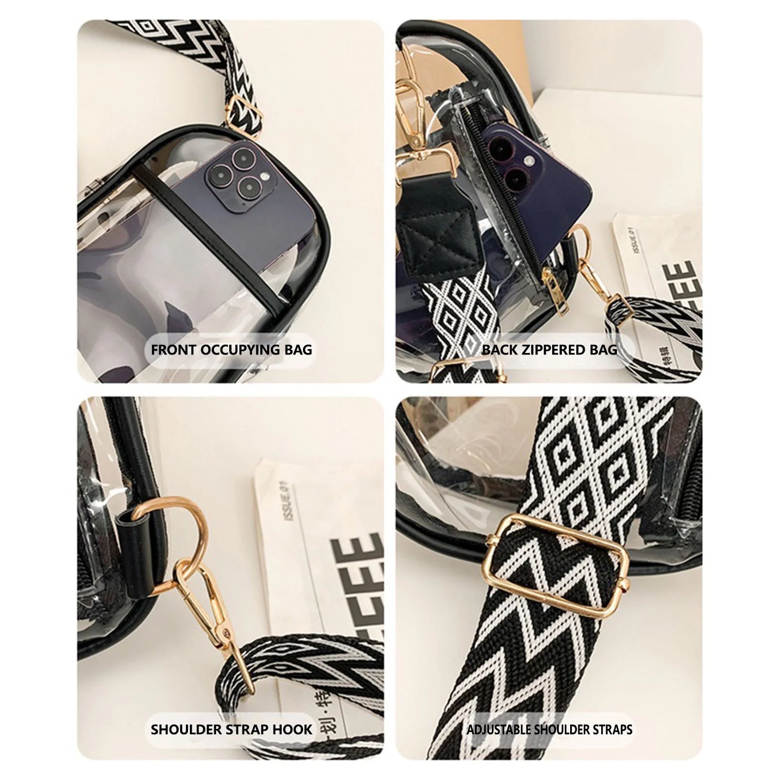 Clear Sling Bag Stadium Approved,Clear Crossbody Purse for Women,Clear Chest Bag with Adjustable Strap for Concerts,Pvc Small Shoulder Chest Bag Beach Crossbody Bag