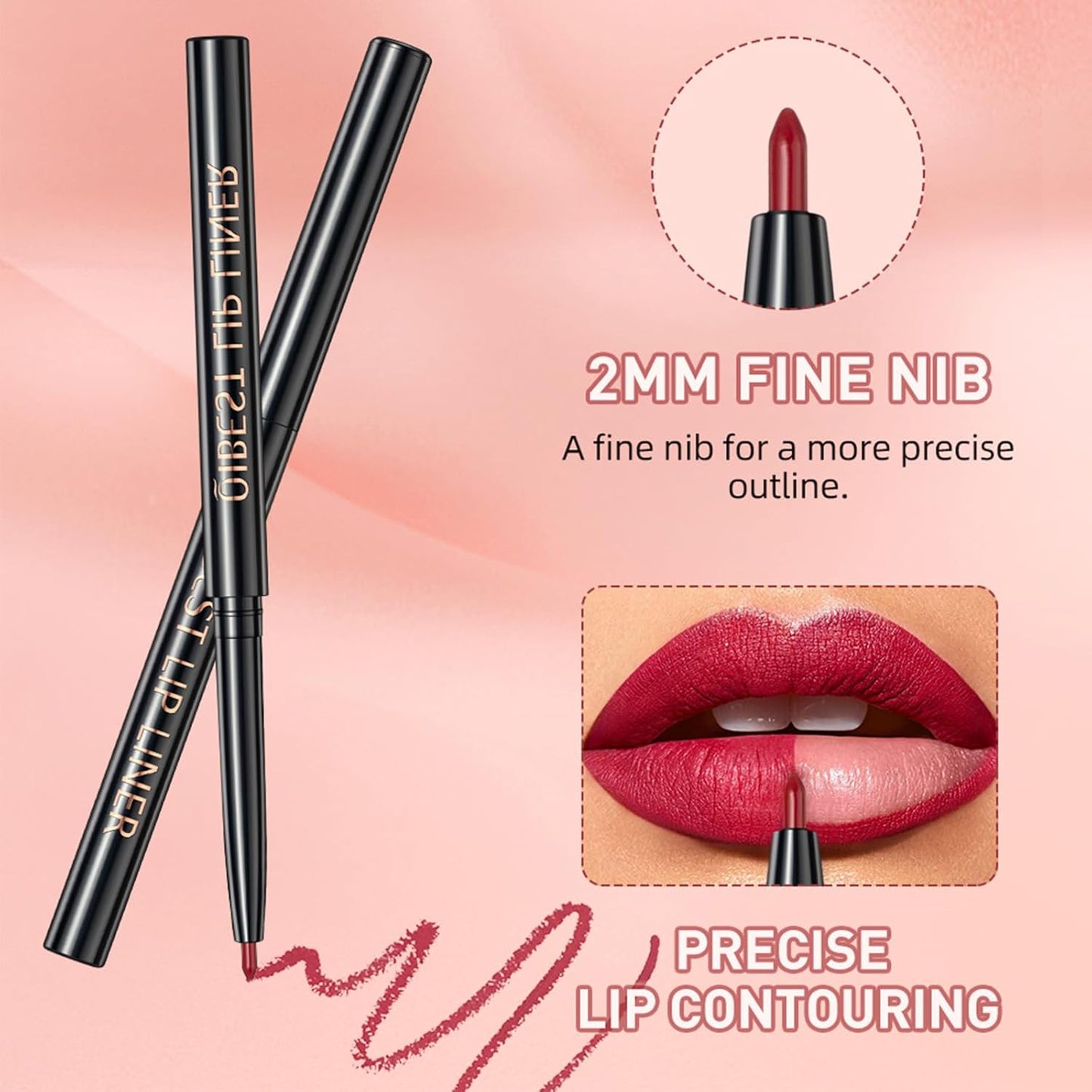 3Pcs Black Matte Liquid Lipstick,High-Pigment Lip Colors,3 in 1 Black Lipstick and Lip Liner Lip Gloss Trio Lip Set Moisturizing Velvet Long-Lasting Waterproof Lip Makeup Set for Women and Girls