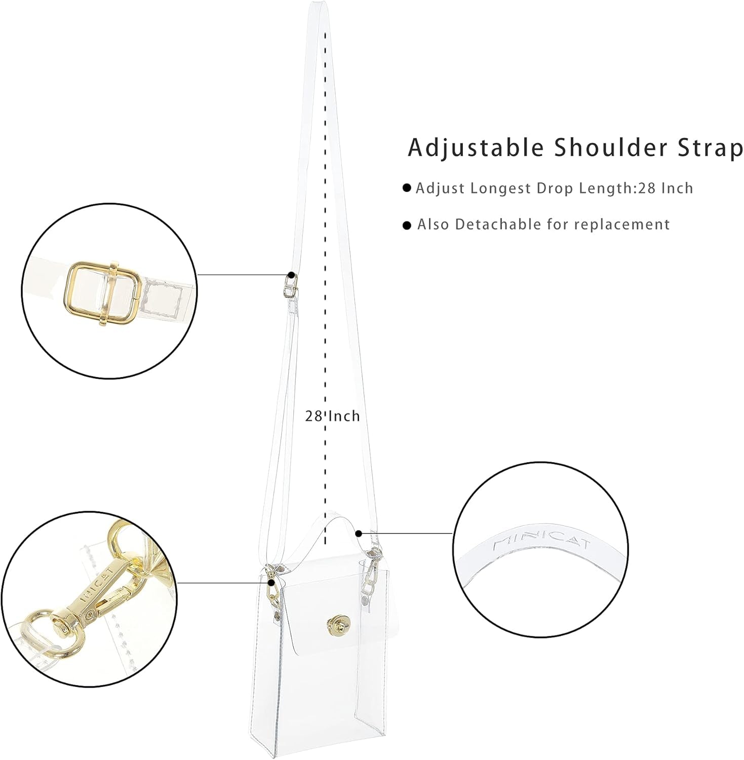 Clear Small Crossbody Bags Stadium Approved Cell Phone Jelly Purse Shoulder Bag for Women