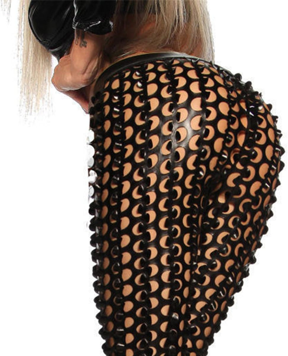 Women Punk Rock Leggings Hollow Leggings Party Digital Skinny Trousers
