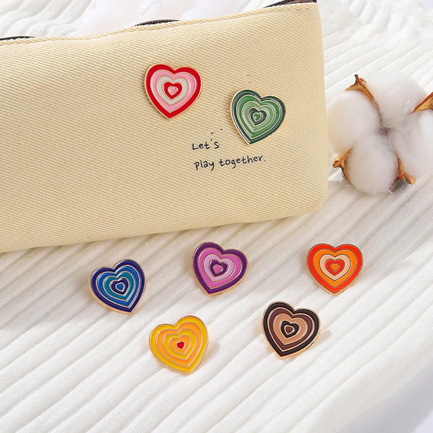 Colorful Love Heart Enamel Lapel Pin Set Cartoon Love Life Pin, Accessory for Backpacks Clothing Bags Hats Shirts (7Piccs Pin Set)
