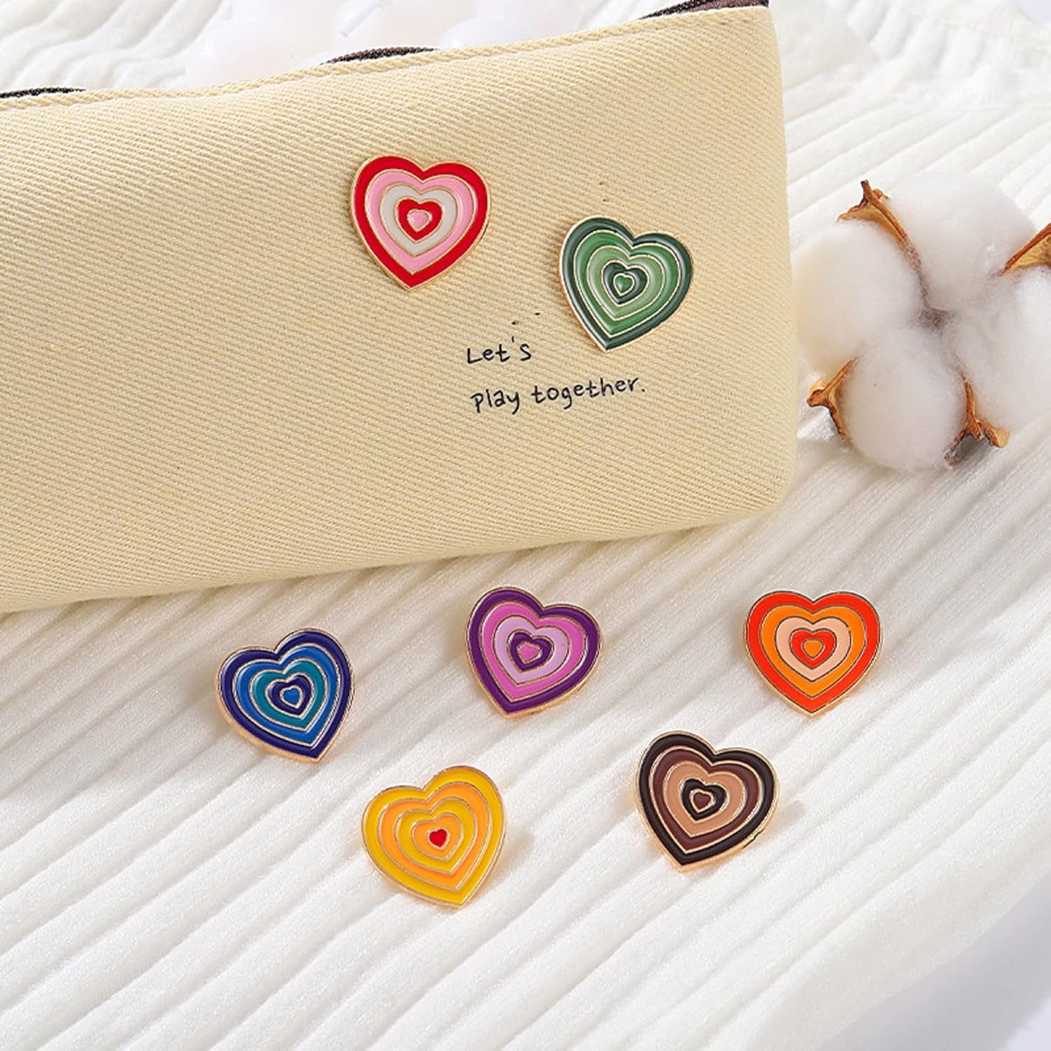 Colorful Love Heart Enamel Lapel Pin Set Cartoon Love Life Pin, Accessory for Backpacks Clothing Bags Hats Shirts (7Piccs Pin Set)