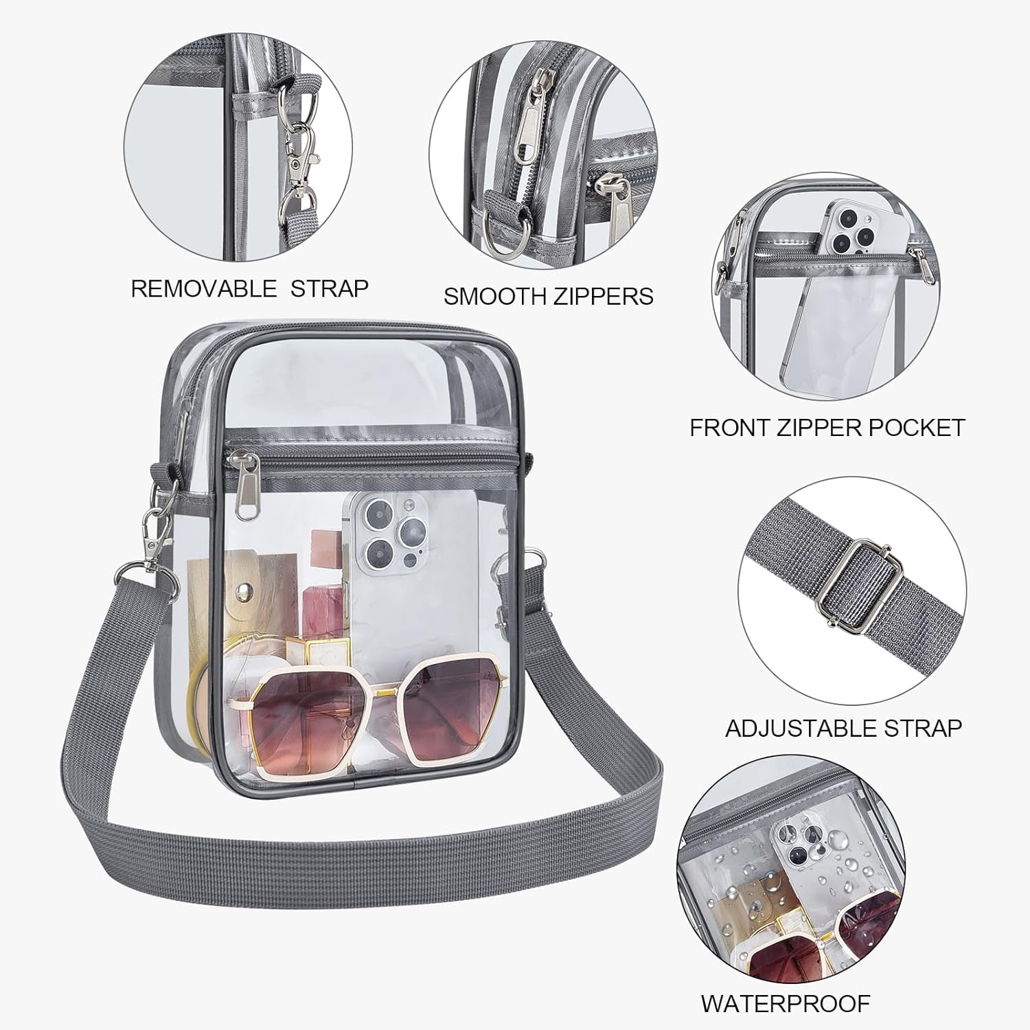 Clear Purse Stadium Clear Messenger Bag Stadium Approved for Men and Women Clear Crossbody Bag