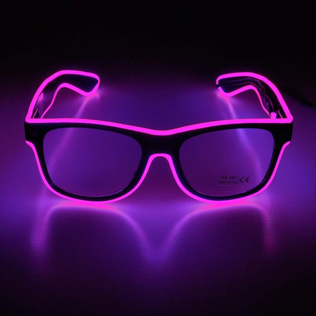 Light up EL Wire Neon Rave Glasses Glow Flashing LED Sunglasses Costumes for Party, EDM, Halloween RB01