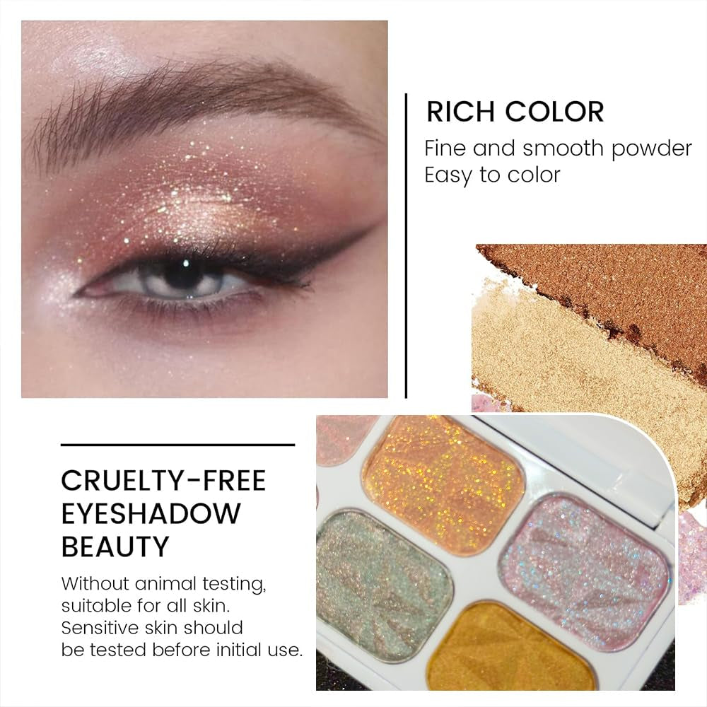 8 Colors Highlight Eyeshadow Palette,Sparkle Shiny Eye Shadow Plate Pigmented Glitter Eyeshadow Professional Makeup Highlighter (Highlighter)