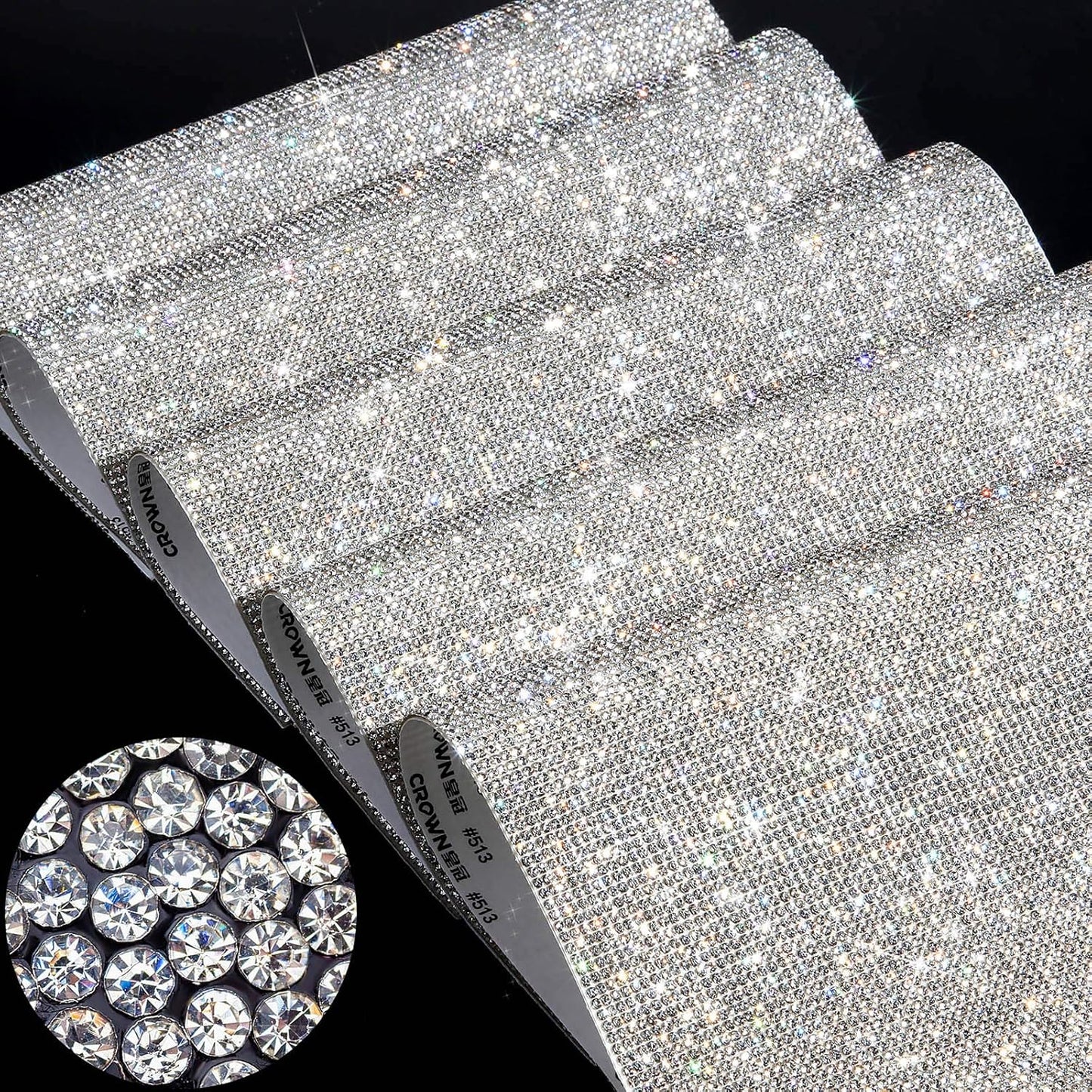 60000 Pieces Self-Adhesive Bling Crystal Rhinestones Sheet Glitter Crystal Gem Sticker Car Decoration Sticker with 2 Mm Rhinestones for Car Phone DIY Craft, 9.4 X 7.9 Inch, 5 Sheets (White)