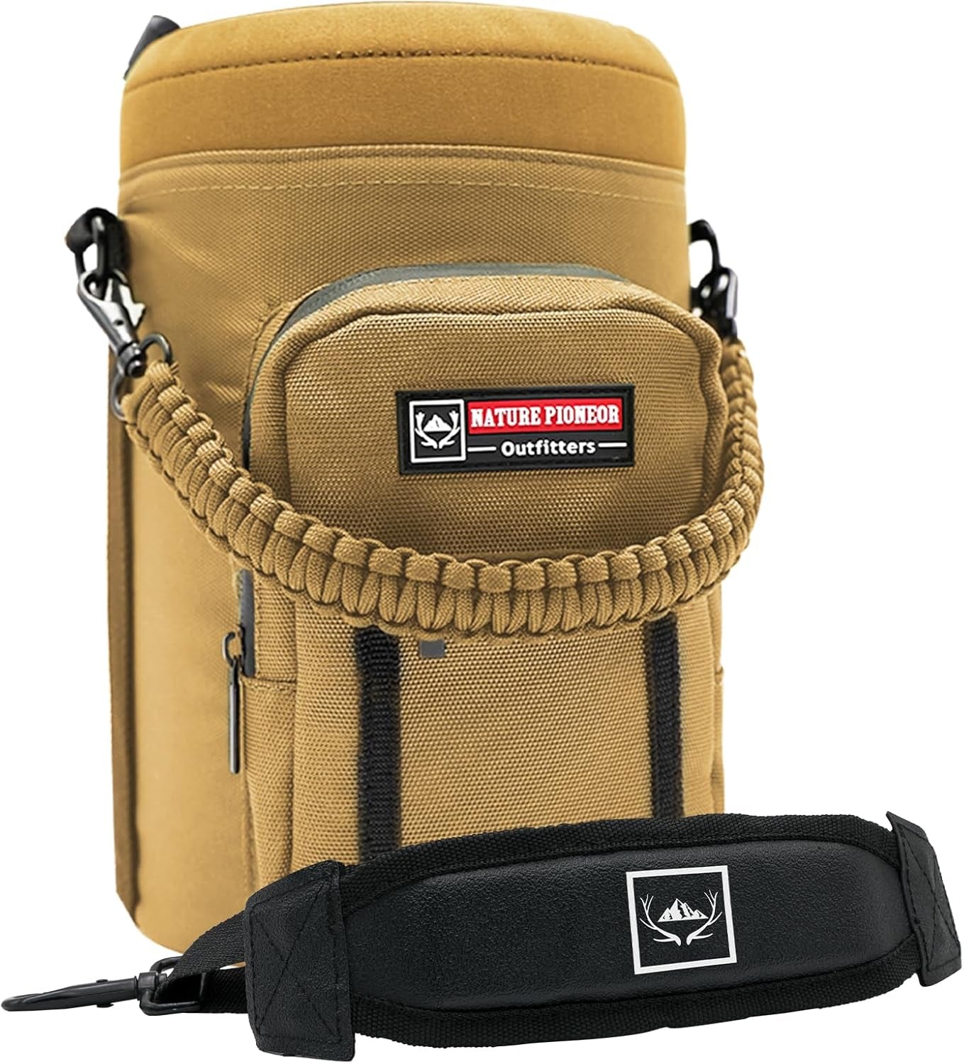 Water Bottle Holder with Adjustable Strap - Half/One Gallon (64/128Oz) Insulated Water Bottle Sling Carrier with Phone Pocket & Paracord Handle, Outdoor Camping, Hiking, Gym