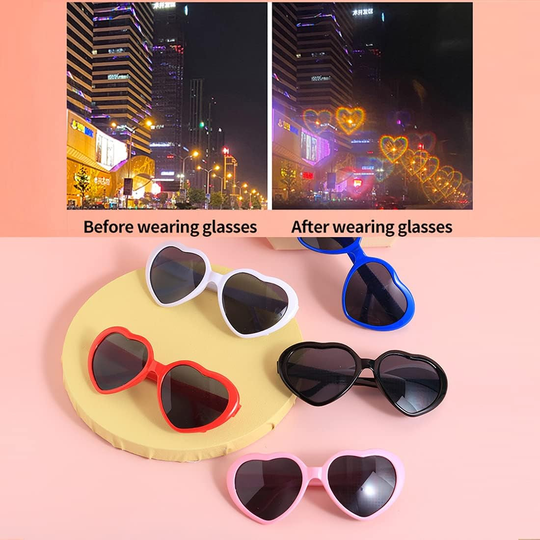Heart Sunglasses Heart Effect Diffraction Glasses Festival Accessories Party Rave Lights Glasses Love Gift