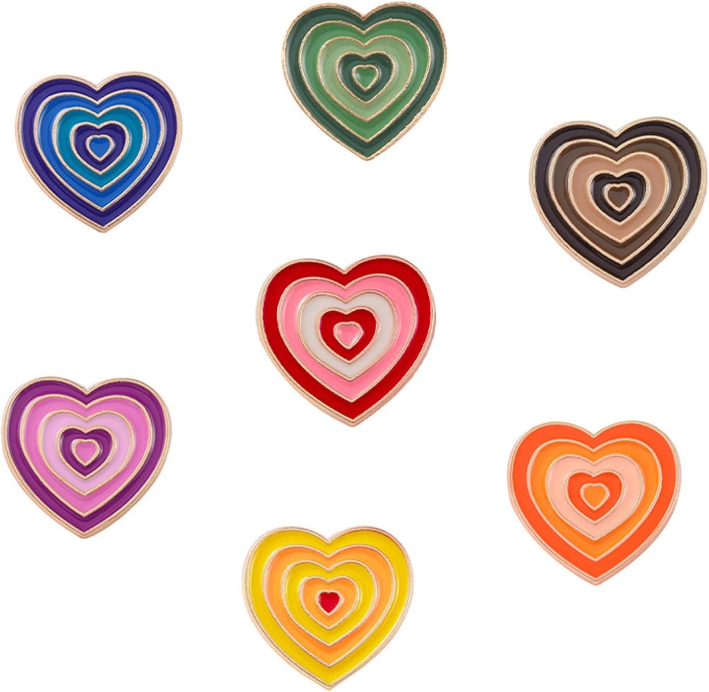 Colorful Love Heart Enamel Lapel Pin Set Cartoon Love Life Pin, Accessory for Backpacks Clothing Bags Hats Shirts (7Piccs Pin Set)