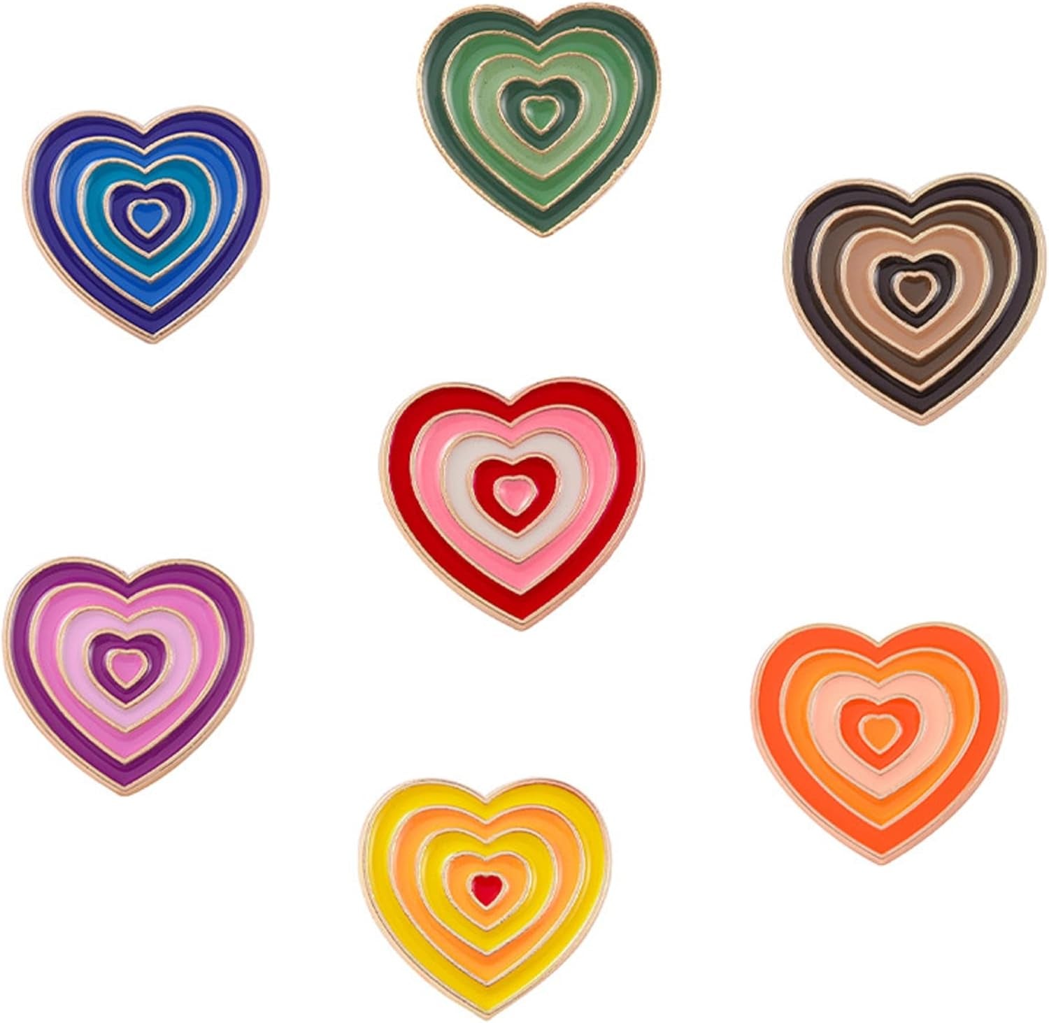 Colorful Love Heart Enamel Lapel Pin Set Cartoon Love Life Pin, Accessory for Backpacks Clothing Bags Hats Shirts (7Piccs Pin Set)