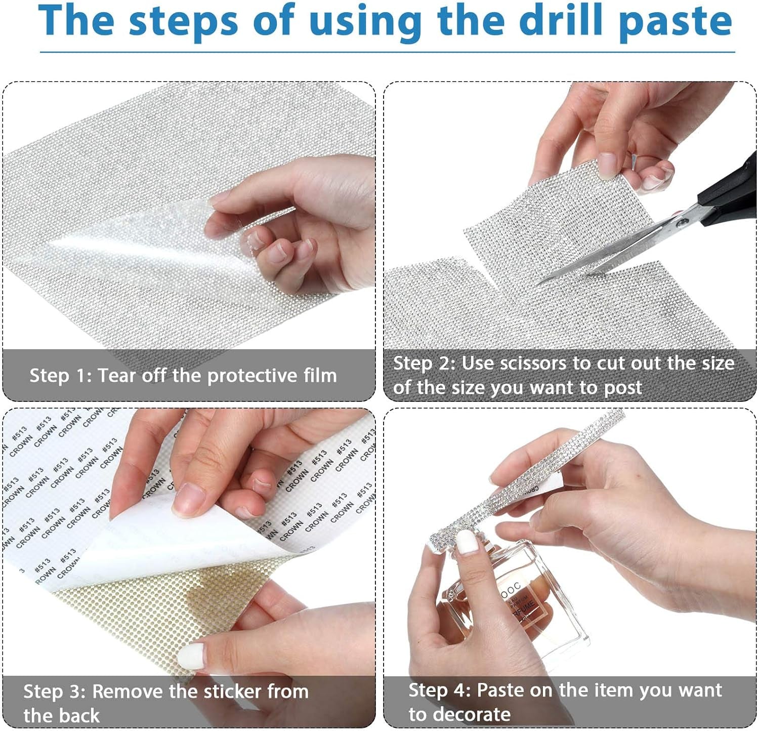 60000 Pieces Self-Adhesive Bling Crystal Rhinestones Sheet Glitter Crystal Gem Sticker Car Decoration Sticker with 2 Mm Rhinestones for Car Phone DIY Craft, 9.4 X 7.9 Inch, 5 Sheets (White)