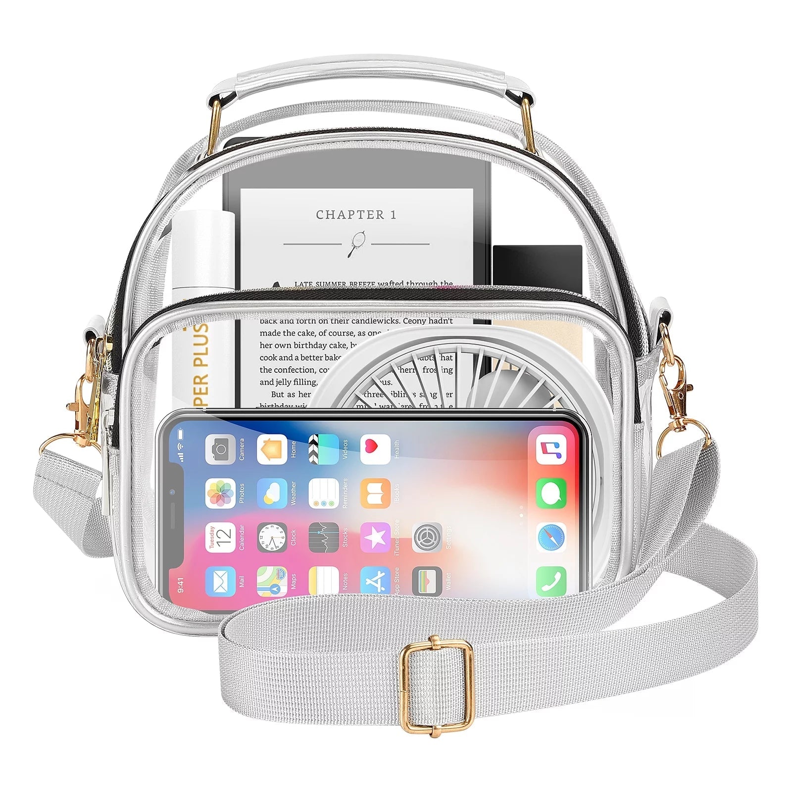 Unisex Strapped Crossbody Messenger Shoulder Bag, Clear