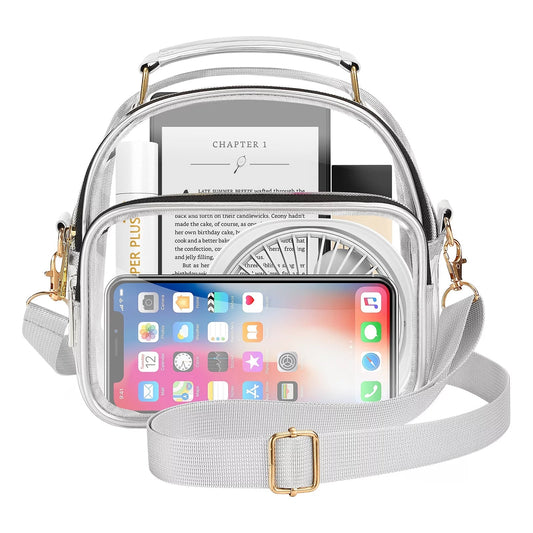 Unisex Strapped Crossbody Messenger Shoulder Bag, Clear