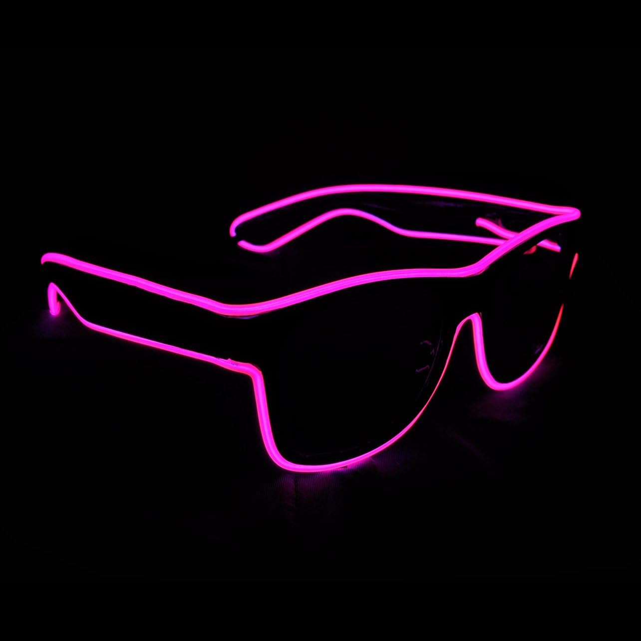 Light up EL Wire Neon Rave Glasses Glow Flashing LED Sunglasses Costumes for Party, EDM, Halloween RB01