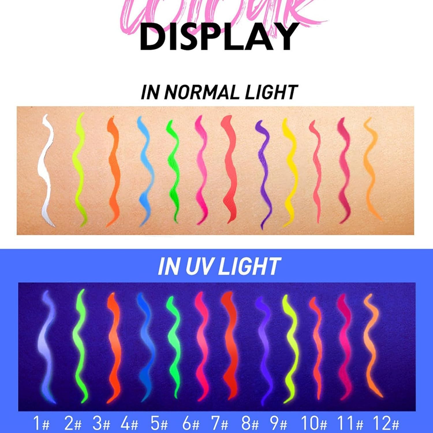 UV Neon Liquid Eyeliner Set Colored Eyeliners Pen Colorful Waterproof Smudge-Proof Pigmented Graphic Liners Eye Makeup Gift Kit (10)